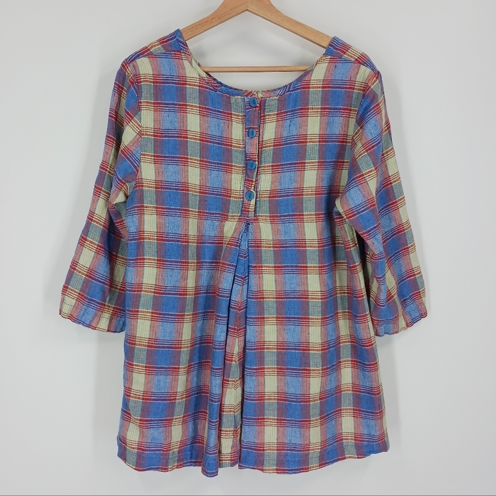 FLAX Plaid Linen Tunic - Picture 3 of 5